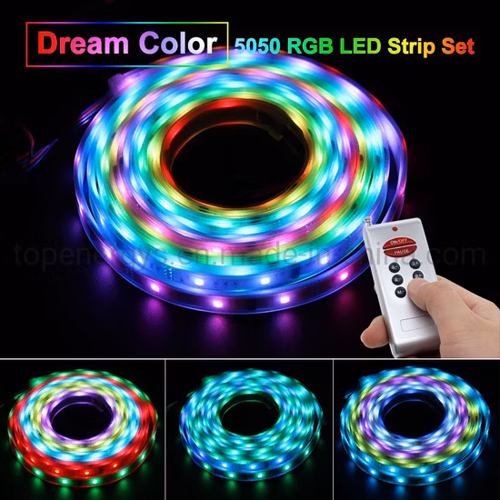 Horse Race Light Dream Color RGB Runing Changeable LED Strip 5050 5m 150 LEDs + 133 Program RF Controller + Adapter.