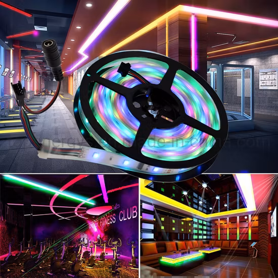 競馬ライト ドリームカラー RGB ランニング変更可能 LED ストリップ 5050 5m 150 LED + 133 プログラム RF コントローラー + アダプター。