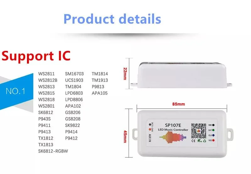 Wholesale DC5V-24V Sp107e Addressable LED Pixel Light Strip Remote Controller with 2 Years Warranty