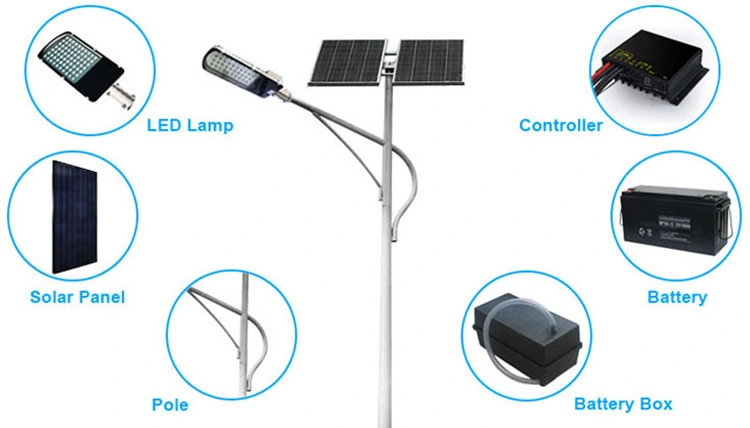 Outdoor Single Arm 50W 60W 80W LED Solar Street Lamp